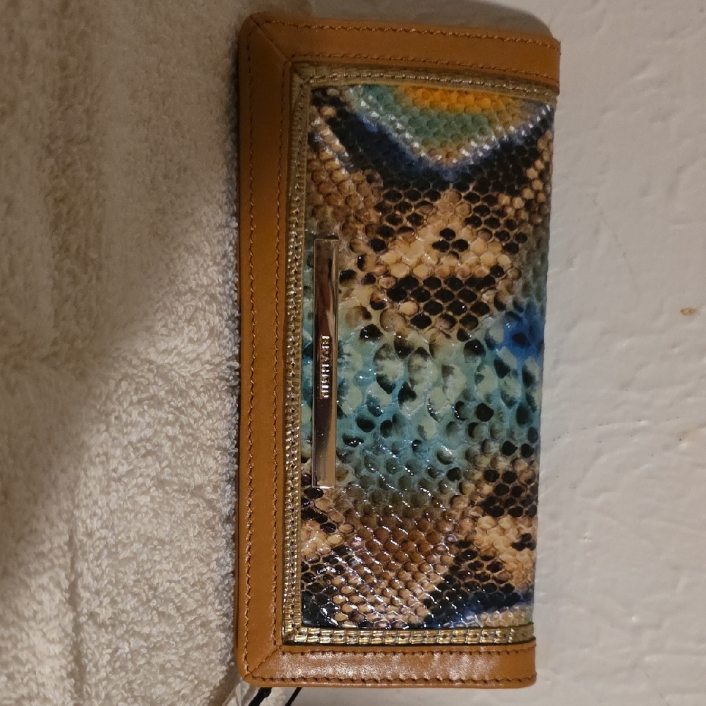Brahmin Mineral Blue Chevelle Leather Ady Wallet